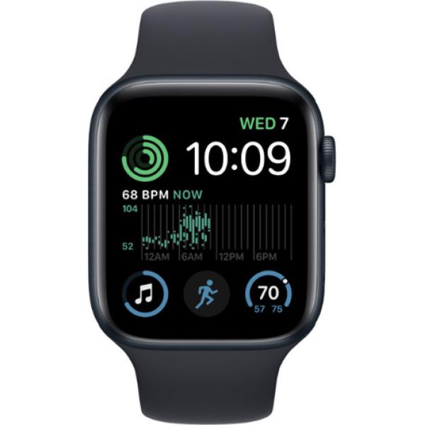 Apple Watch SE (2022) 40 mm (nur GPS), Aluminiumgehäuse, Mitternachtsschwarz, Sportarmband, Schwarz