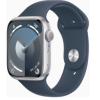 Apple Watch Series 9 prata aço inoxidável 45 mm 4G pulseira esportiva azul tempestade tamanho S/M DE