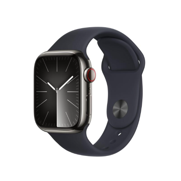 Apple Watch Series 9 acero inoxidable grafito 41 mm 4G correa deportiva medianoche Talla M/L DE