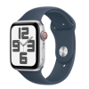 Apple Watch SE (2023) aluminio plateado 44 mm 4G Correa deportiva azul tormenta Talla M/L DE