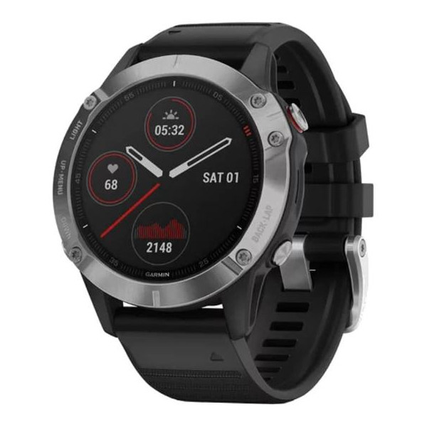 Garmin Fénix 6 Prata Preto Com Pulseira Preta 47mm Premium Smartwatch Multiesportivo Integrado Gps Wifi Bluetooth