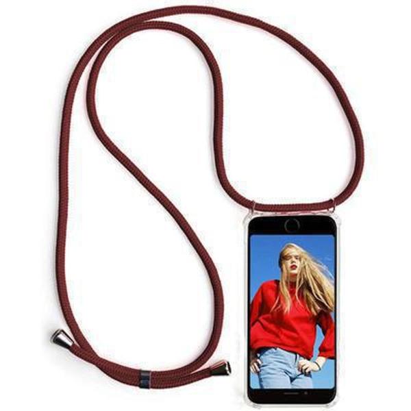 Transparente Hülle zum Aufhängen mit rotem Seil für Samsung Galaxy A40