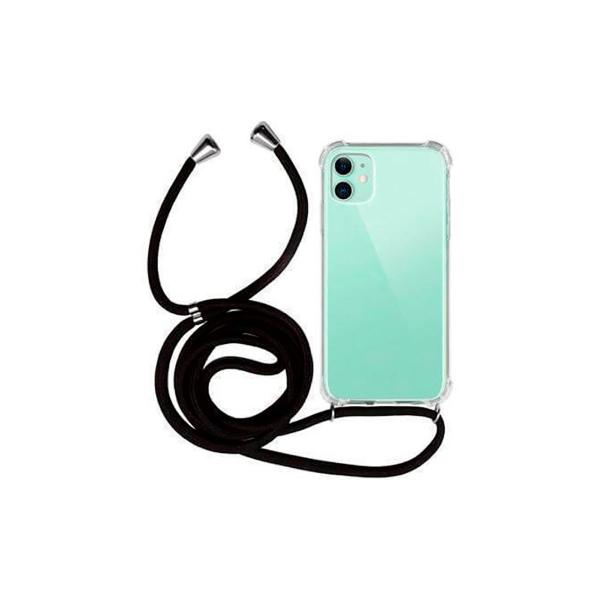 Coque suspendue transparente avec corde noire pour Samsung Galaxy A52