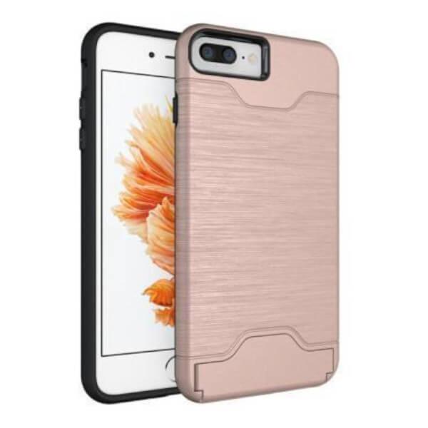 Coque rose avec porte-cartes et support pour iPhone 7 Plus / 8 Plus