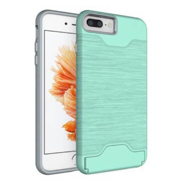 Coque turquoise avec porte-cartes et support pour iPhone 7 Plus / 8 Plus