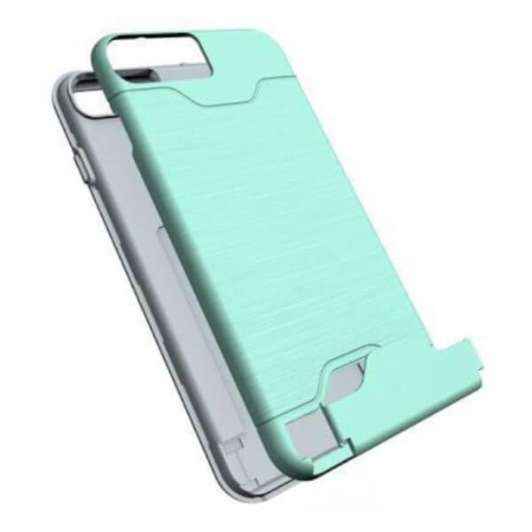 Turquoise case with card holder and stand for iPhone 7 Plus / 8 Plus