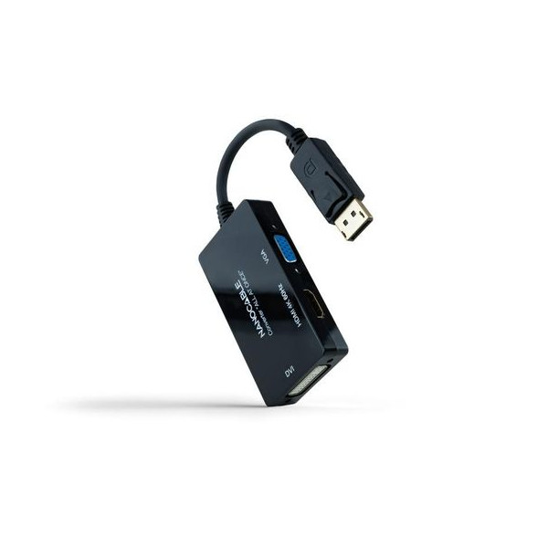 Conversor Nanocable DP para HDMI/DVI/VGA Preto 20 cm