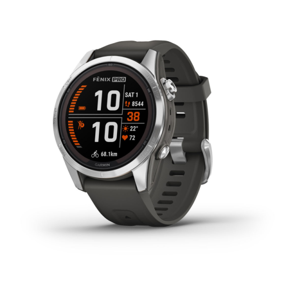 SMARTWATCH GARMIN FENIX 7S PRO SOLAR, GLAS, SS MIT GRAPHITBAND