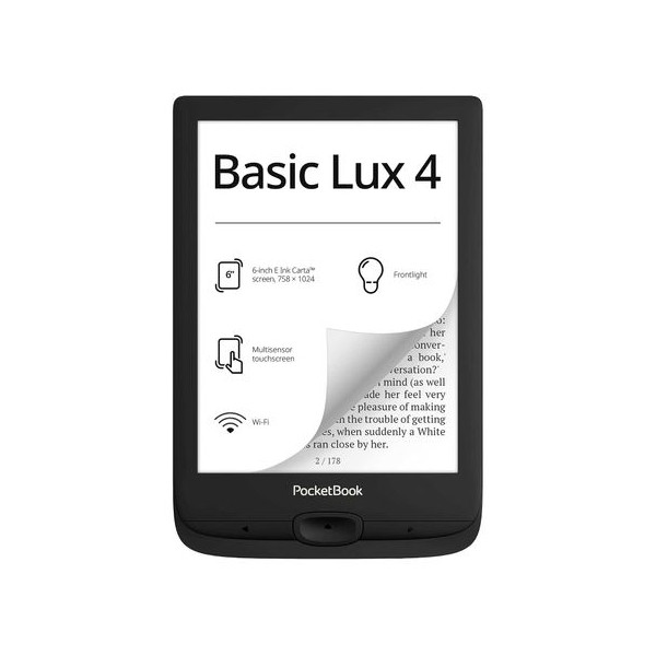 Leitor Eletrônico PocketBook Basic Lux 4 Ink Preto 6&quot 8GB