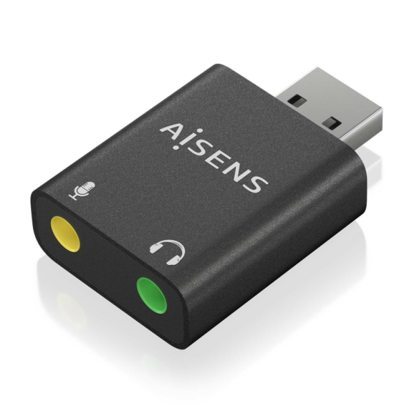 AISENS USB-A-AUDIO-KONVERTER 48KHZ USB-A/M-2XJACK 3,5/H SCHWARZ