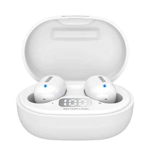 Fones de ouvido sem fio verdadeiros Aiwa Ebtw-150 brancos / intra-auriculares