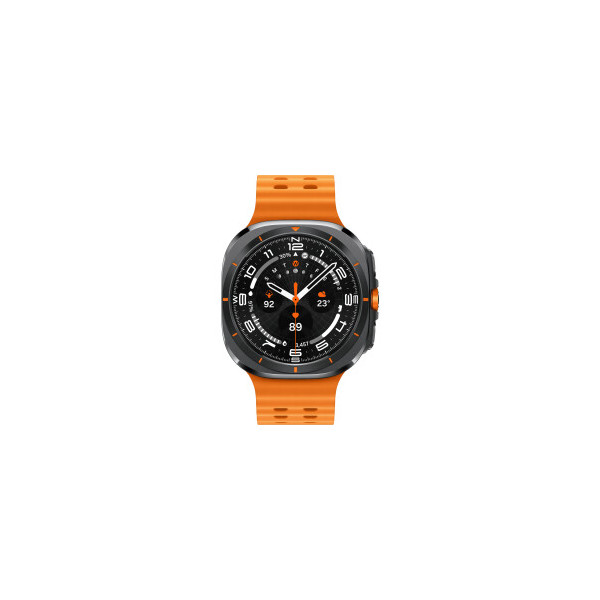 Samsung Galaxy Watch Ultra 47 mm Titan. Graues Gehäuse, orangefarbenes Armband, LTE EU