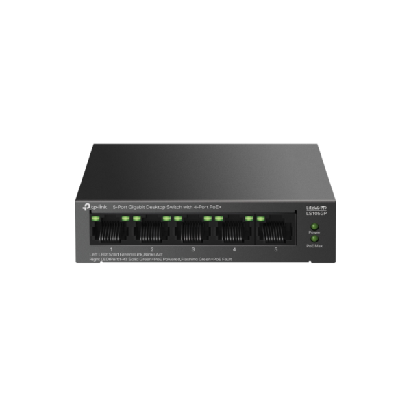 5-PORT-DESKTOP-GIGABIT-SWITCH MIT 4 POE+-PORTS