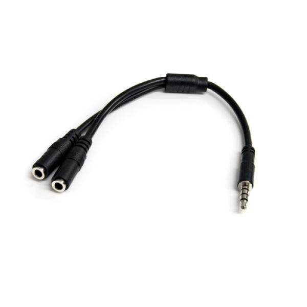 Headset adapter with headphone-mic plugs