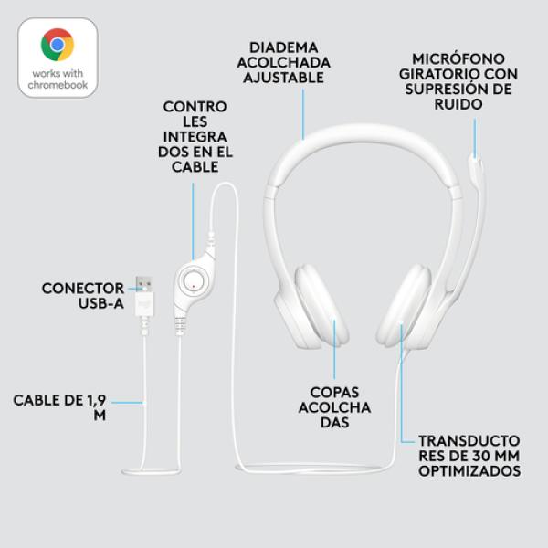 Fone de ouvido USB H390 para computador OFF-WHITE