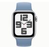 Apple Watch SE (2a generazione) 2023 GPS 40 mm alluminio argento (argento) e cinturino sportivo con anello blu (blu invernale)