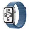 Apple Watch SE (2e génération) 2023 GPS 44 mm Bracelet sport en aluminium argenté et boucle bleue (bleu hiver) MREF3QL-A