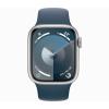 Apple Watch Series 9 GPS 41 mm Aluminium-Sportarmband in Silber und Blau (Storm Blue) MR903QL-A – Größe SM