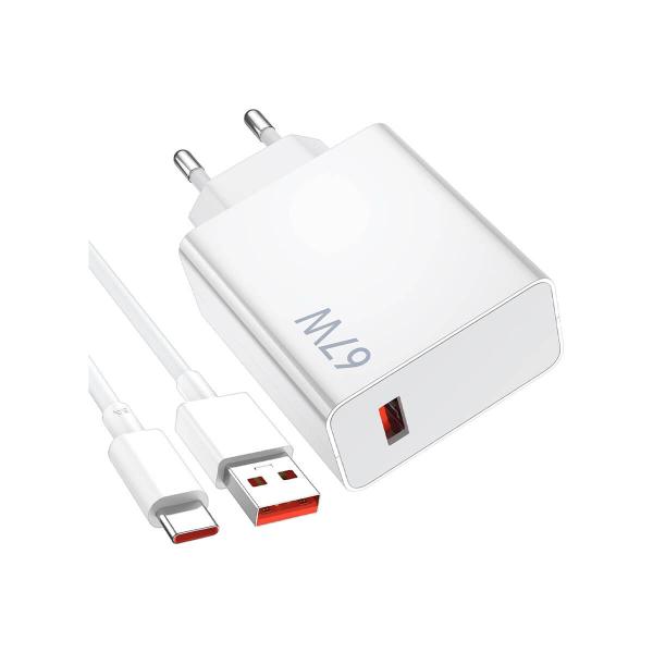 Xiaomi Charging Combo 67W USB-A Carregador Rápido + Cabo de Dados USB-C Branco MDY-12-ES