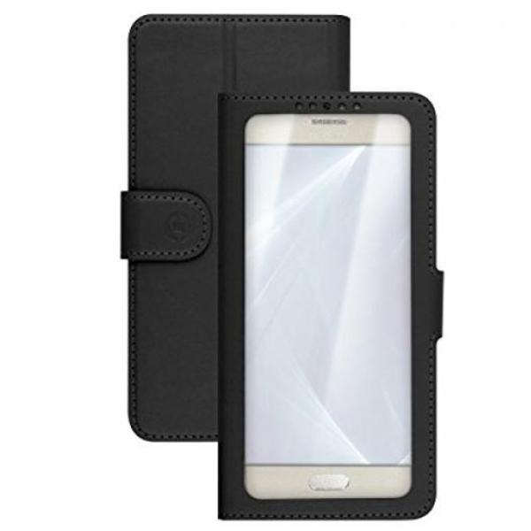 Etui Celly L avec fenêtre noire pour téléphones portables 4,7