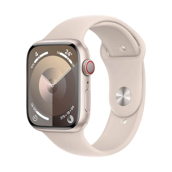 Pulseira esportiva Apple Watch Series 9 GPS 45 mm em alumínio e branca (Starlight) MR973QC-A - Tamanho ML