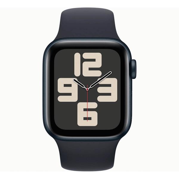 Apple Watch SE (2ª geração) 2023 GPS 44 mm alumínio e pulseira esportiva preta (meia-noite) - tamanho ML