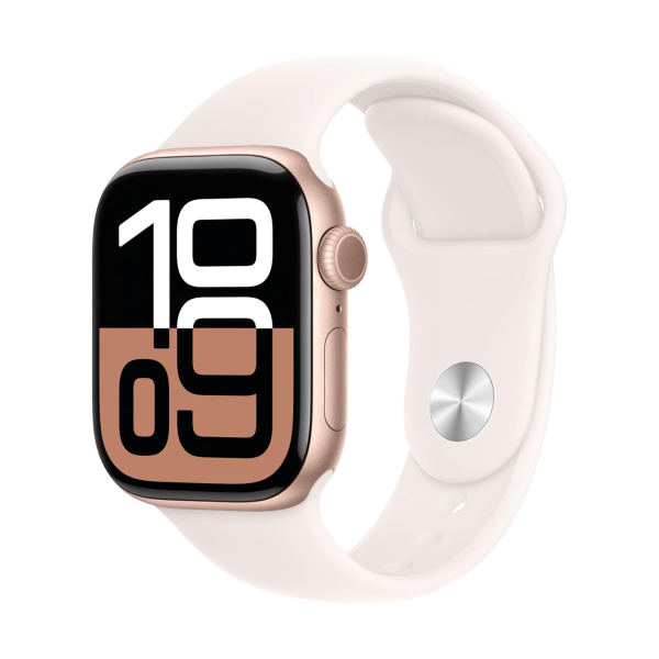 Apple Watch Series 10 GPS 42mm Aluminio Oro Rosa y Correa deportiva Rosa (Light Blush) - Talla S-M