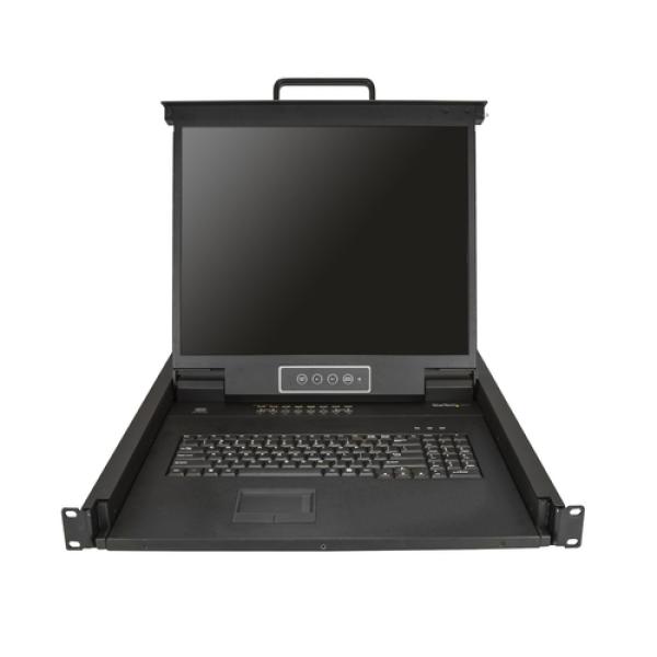 StarTech.com Consola KVM de 16 puertos para Montaje en Rack - Teclado QWERTY - con Cables de 1,8m - Conmutador KVM con Monitor L