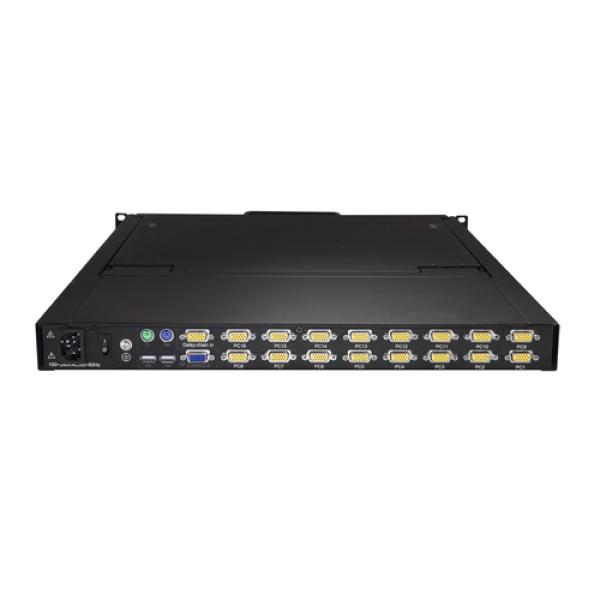 StarTech.com Consola KVM de 16 puertos para Montaje en Rack - Teclado QWERTY - con Cables de 1,8m - Conmutador KVM con Monitor L