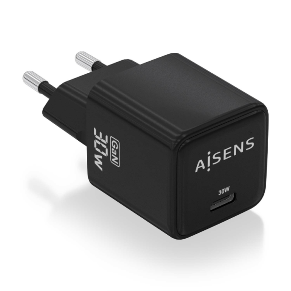 CARGADOR AISENS GAN 30W 1XUSB-C PD3.0 QC4.0 NEGRO