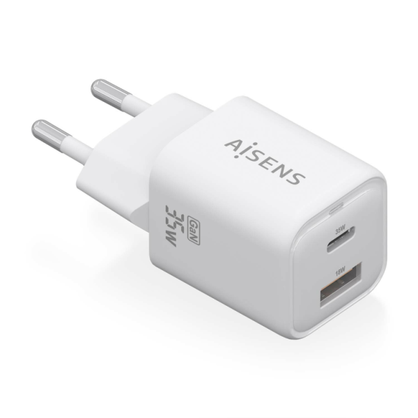 CARGADOR AISENS GAN 35W 1XUSB-C PD3.0 QC4.0 1XUSB-A QC3.0 BLANCO