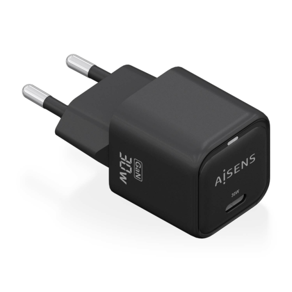 CARGADOR AISENS GAN 30W 1XUSB-C PD3.0 QC4.0 NEGRO