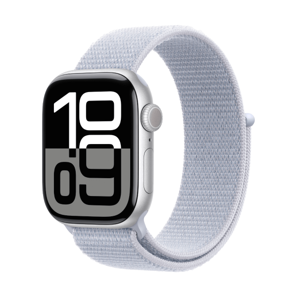 Apple Watch Series 10 GPS 42mm Aluminio Plata y Correa Deportiva Loop Azul (Blue Cloud)