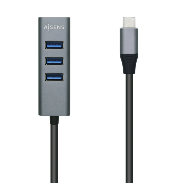 HUB AISENS USB 3.1 USB-C USB-C-M-4XTIPO A-H GRIS 10CM