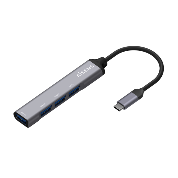 HUB AISENS USB 3.1 USB-C USB-C-M-4XTIPO A-H GRIS 10CM