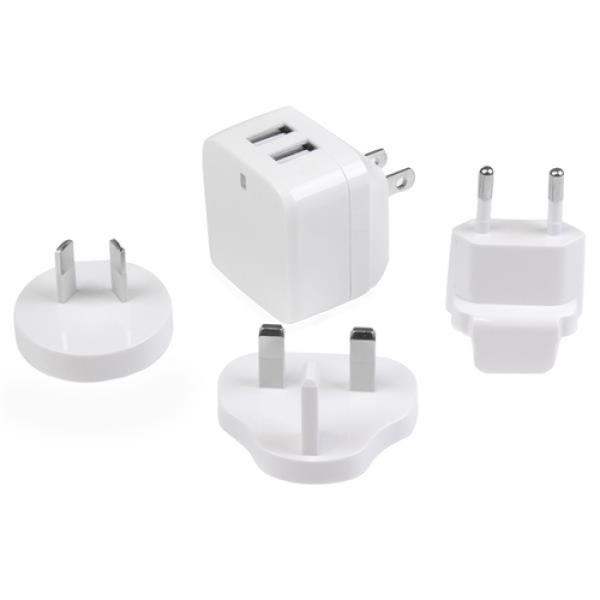 StarTech.com Cargador de Pared USB de 2 Puertos para Tablets Smartphones - Cargador Blanco de Alta Potencia para Viajes