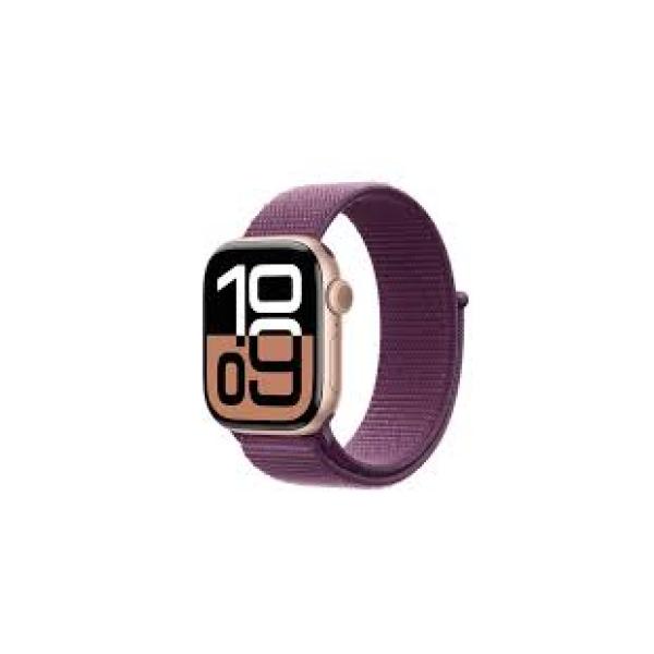 Apple watch series 10 46MM rose gold aluminium case with plum sport loop mwwv3qc-a