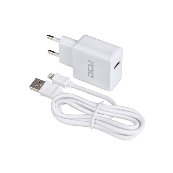 Dcu Bianco Caricabatterie Wall 5V 2.4A + USB Cavo connettore per Lightning per Apple 1m - Immagine 1